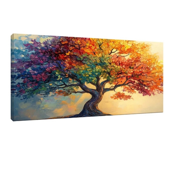 Quadro albero della vita multicolor 77x143 cm stampa con decoro a rilievo